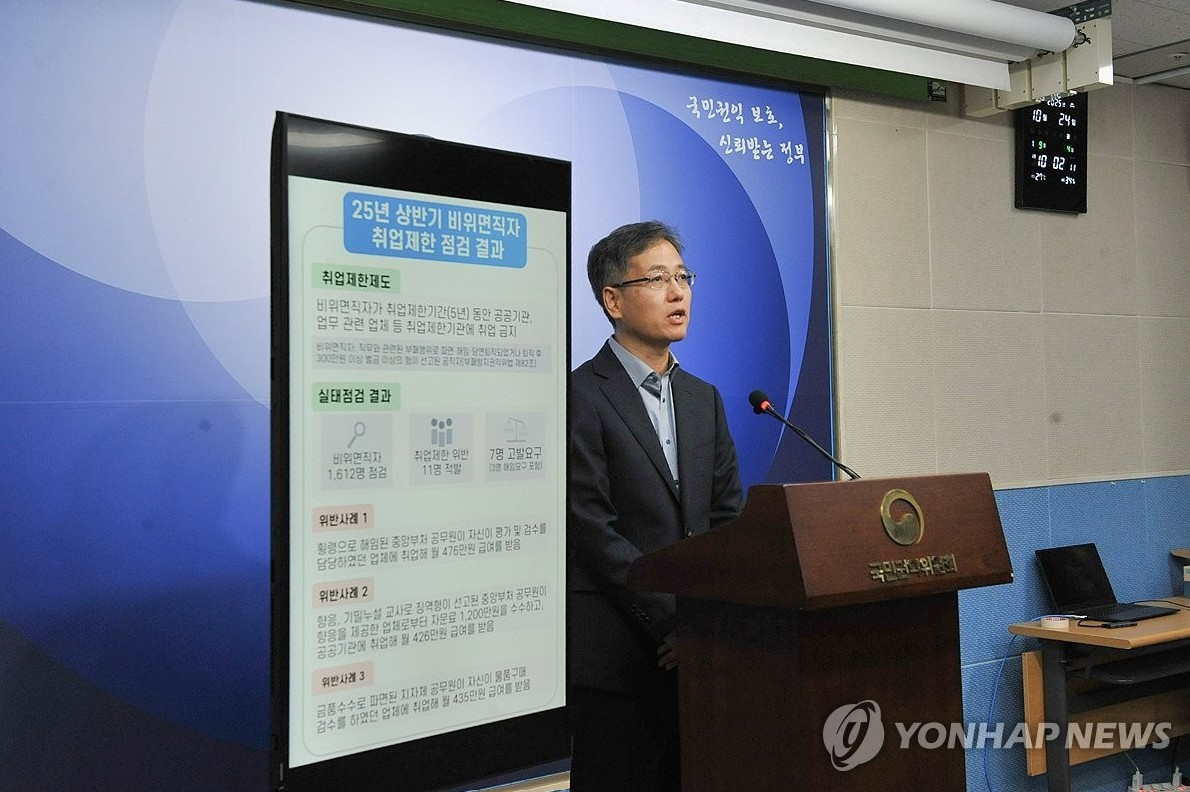 공직서 쫓겨나더니 법 어기고 재취업…위반자 11명 적발