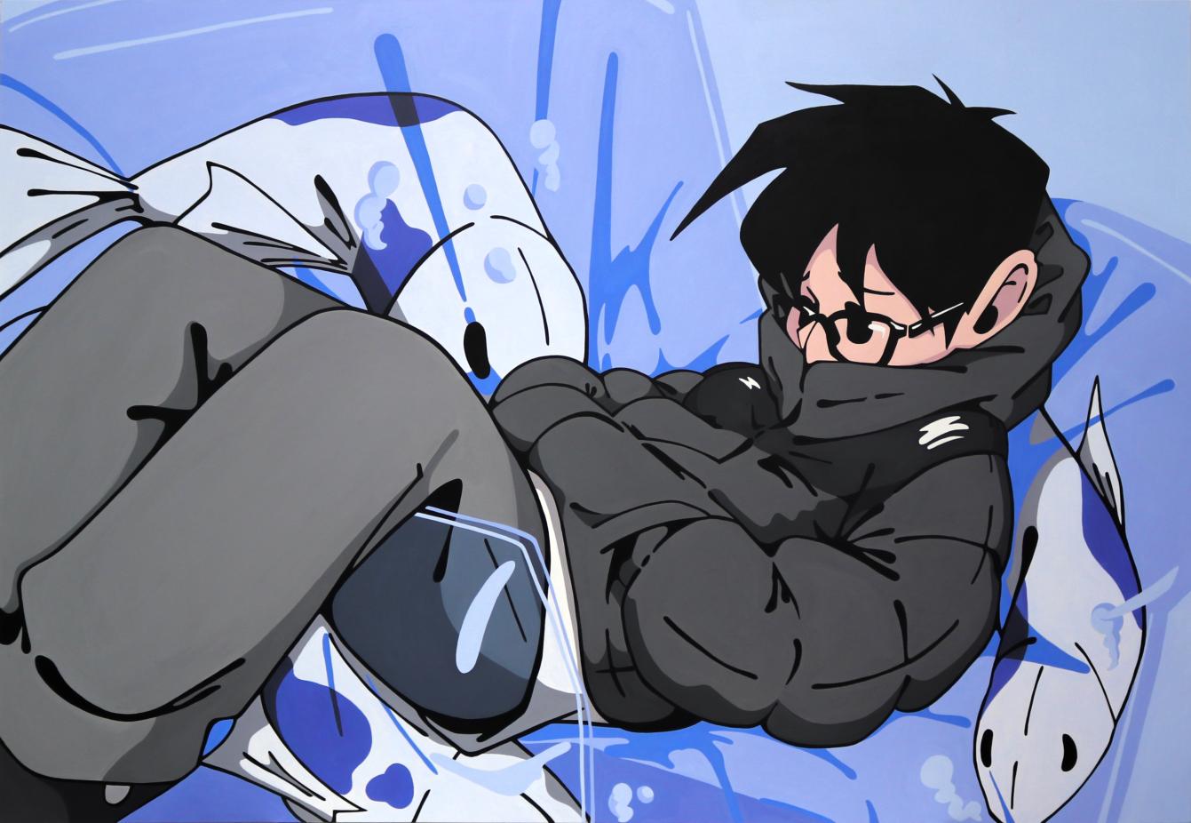 이번 전시에 출품되는 작가 진형의 <눈물은 결국 어항을 이뤘습니다.>, 2023, 캔버스에 아크릴릭 (출처 = 고운)