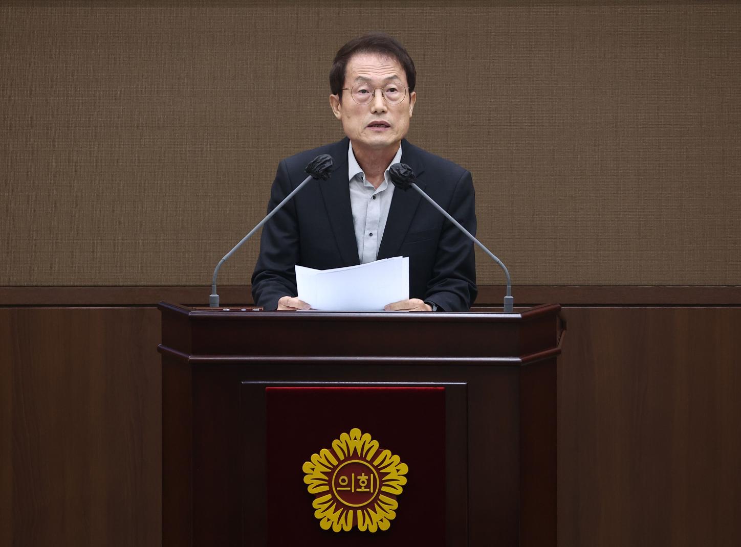 조희연 서울시교육감이 25일 오후 서울특별시의회에서 열린 제324회 서울시의회 정례회 본회의에서 '서울특별시 학생인권 조례 폐지조례안 재의의 건'과 관련해 발언하고 있다. 사진=연합뉴스