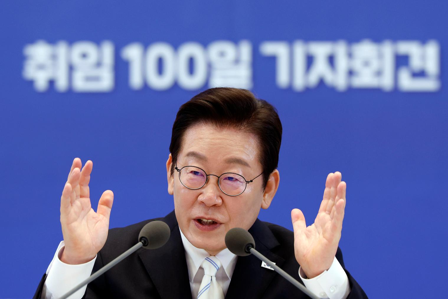 취임 100일 기자회견에서 발언 중인 이재명 대통령(사진=연합뉴스)