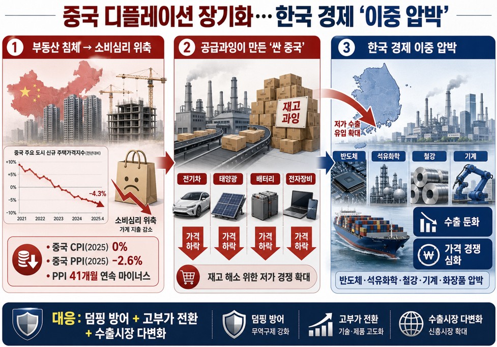중국발 디플레이션, 한국 수출 가격까지 흔든다
