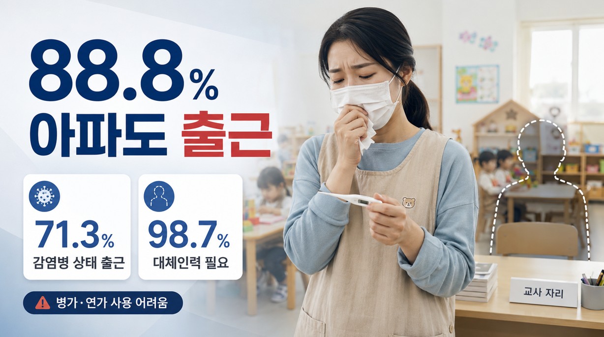 [폴플러스] 사립유치원 교사 88.8% “아파도 병가·연가 못 쓰고 출근